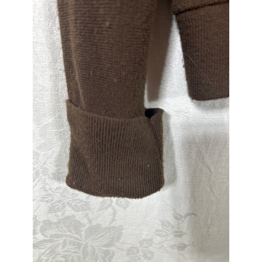 VTG Sears Cardigan Sweater 2X TALL Brown Dragon Applique V Neck Orlon Acrylic - Picture 2 of 10